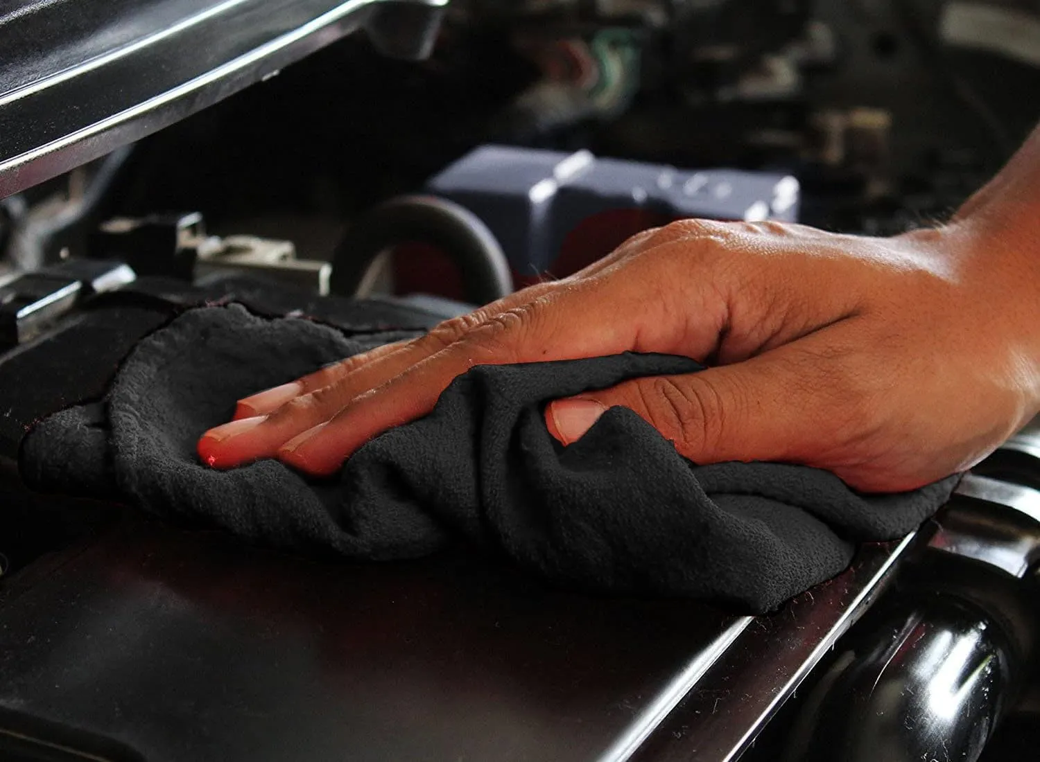 DAN RIVER Shop Towels - 50 Pack, 12x14 Inches, Black, 60% Cotton 40% Polyester, Highly Absorbent & Durable Multipurpose Rags for Auto Mechanic, Garage, Car Detailing, Cleaning, and Industrial Use