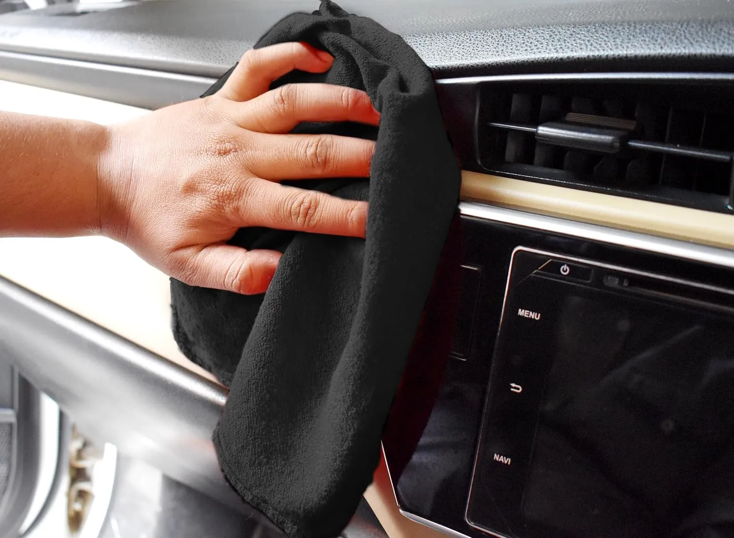 DAN RIVER Shop Towels - 50 Pack, 12x14 Inches, Black, 60% Cotton 40% Polyester, Highly Absorbent & Durable Multipurpose Rags for Auto Mechanic, Garage, Car Detailing, Cleaning, and Industrial Use