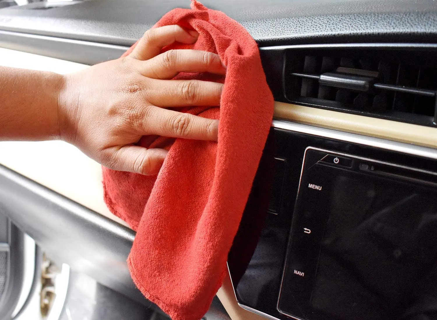 DAN RIVER Shop Towels - 50 Pack, 12x14 Inches, Red, 60% Cotton 40% Polyester, Highly Absorbent & Durable Multipurpose Rags for Auto Mechanic, Garage, Car Detailing, Cleaning, and Industrial Use