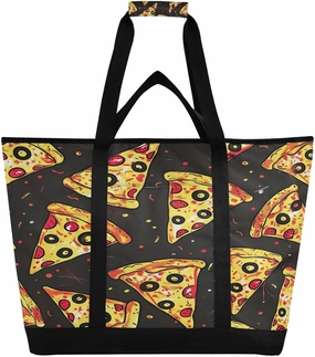 Delicious Pizza Reusable Insulated Lunchbox Cooler Bag, Leakproof Kitchen Grocery Bag Collapsible Portable Cooler Tote Bag for Picnic, Camping, Office, Travel