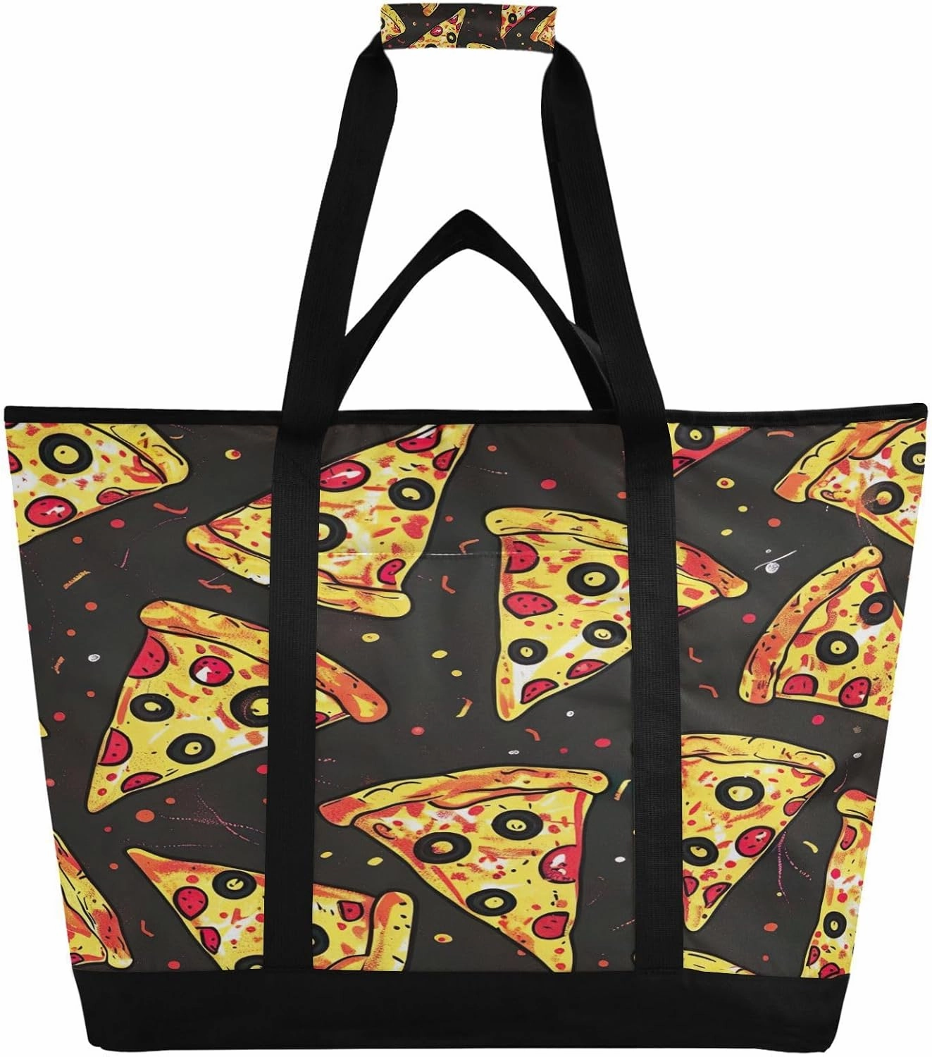 Delicious Pizza Reusable Insulated Lunchbox Cooler Bag, Leakproof Kitchen Grocery Bag Collapsible Portable Cooler Tote Bag for Picnic, Camping, Office, Travel