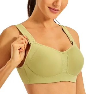 DELIMIRA Women's High Impact Sports Bra Front Adjustable Straps Underwire Plus Size Bra Full Figure