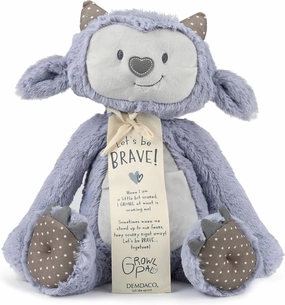 DEMDACO Growl Pal Let's Be Brave Polka Dot Purple 16 inch Plush Fabric Figure Toy