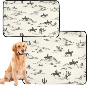 Desert Horseback Riding Washable Pee Pads for Dogs,Absorbent Reusable Puppy Pads Pet Training Pads for Whelping, Playpen, Crate, Bed Sx3