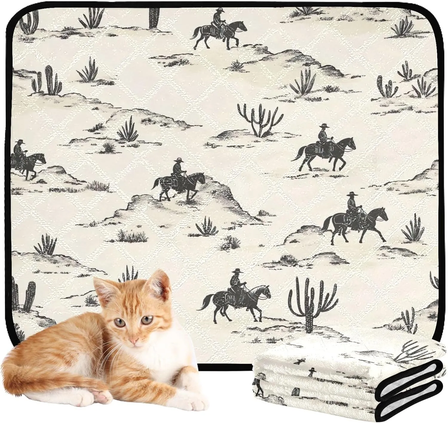 Desert Horseback Riding Washable Pee Pads for Dogs,Absorbent Reusable Puppy Pads Pet Training Pads for Whelping, Playpen, Crate, Bed Sx3