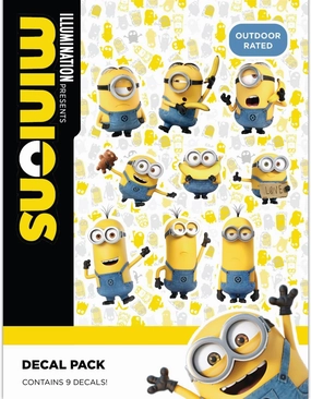 Despicable Me Minions Car Decals - Set of 9 Bob Stuart Kevin Stickers for Truck Water Bottle Bike Helmet Laptop Skateboard - Outdoor Rated Water Resistant Vinyl Decals