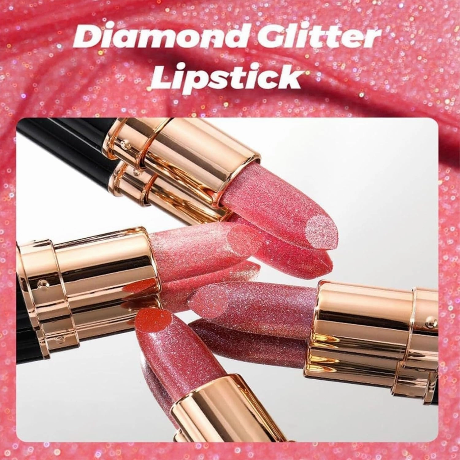 Diamond Lip Gloss Glitter Lipstick Waterproof, Hydrating Diamond Glitter Lipstick, Long Lasting Smudge Proo Shiny Matte, for Women (02 05)