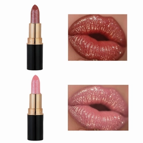 Diamond Lip Gloss Glitter Lipstick Waterproof, Hydrating Diamond Glitter Lipstick, Long Lasting Smudge Proo Shiny Matte, for Women (02 05)