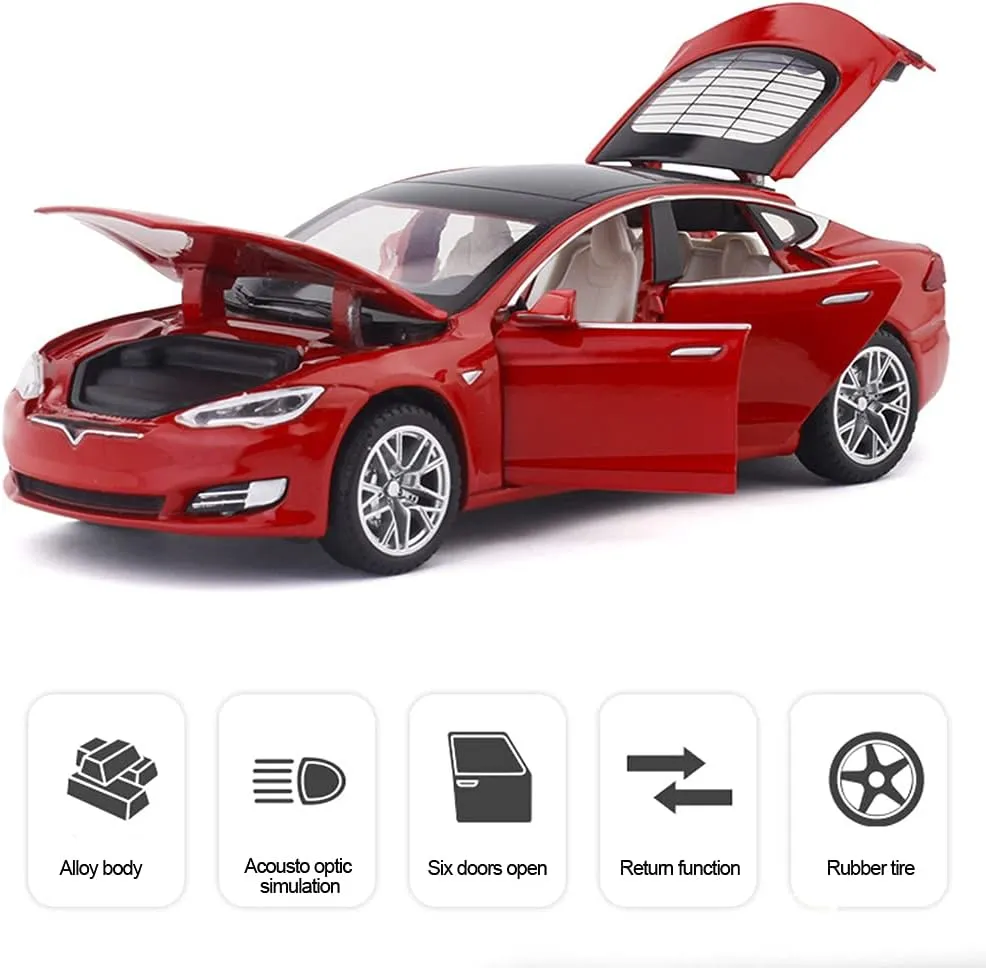 Diecast Car Model S 1/32 Scale Alloy Model S Toy Car Pull Back Car Vehicles Toy with Lights and Sound Mini Collectible Model S Play Toy for 3   Years Old Toddlers Kids Gift