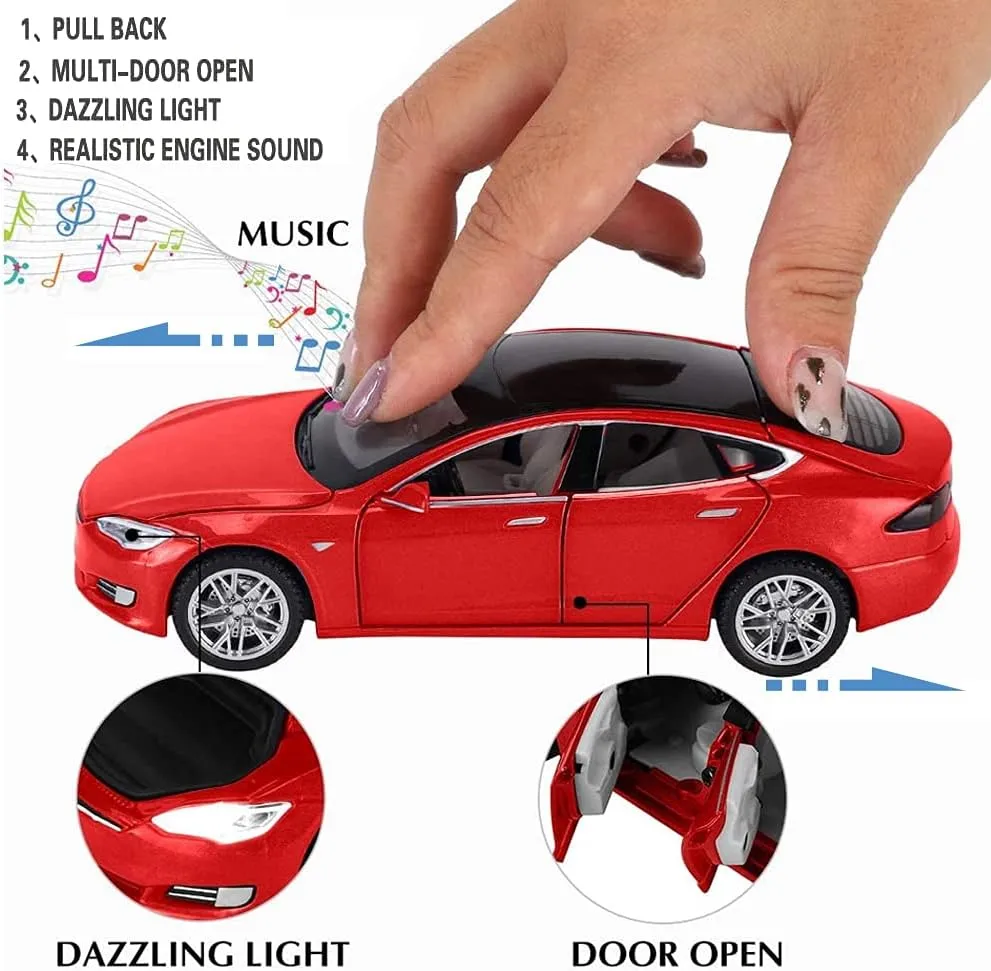 Diecast Car Model S 1/32 Scale Alloy Model S Toy Car Pull Back Car Vehicles Toy with Lights and Sound Mini Collectible Model S Play Toy for 3   Years Old Toddlers Kids Gift