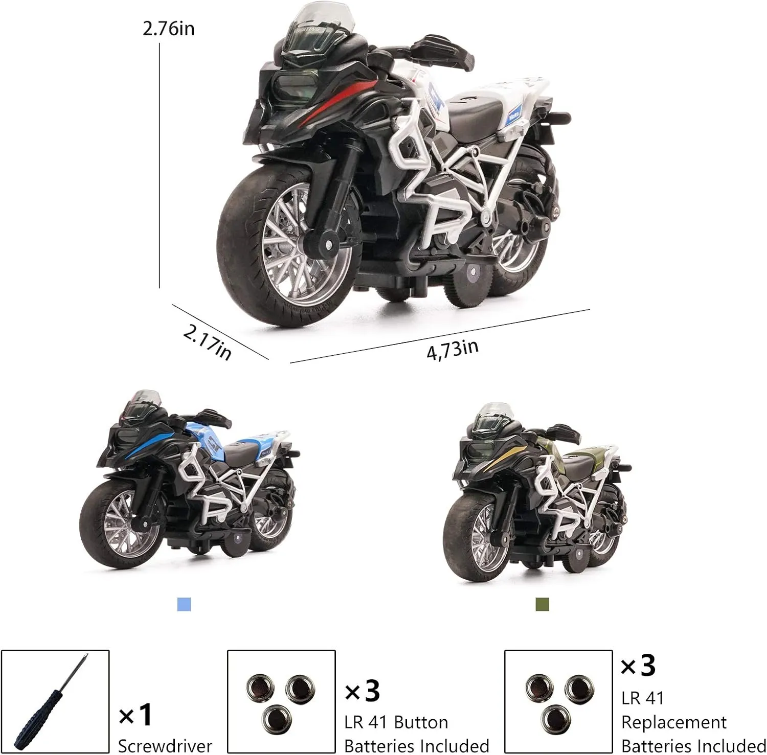 Diecast Motorcycle Toy - Pull Back Toy Cars with Sound and Light Toy,Motorcycle Toys for Boys,Toys for 3-9 Year Old Boys (Blue)