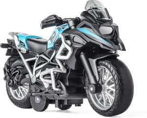 Diecast Motorcycle Toy - Pull Back Toy Cars with Sound and Light Toy,Motorcycle Toys for Boys,Toys for 3-9 Year Old Boys (Blue)