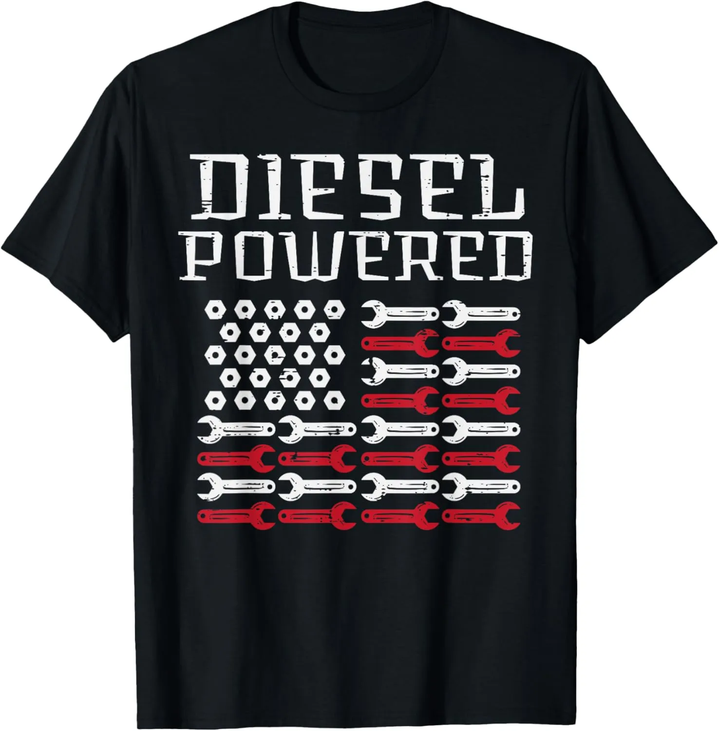 Diesel Powered US Flag Auto Mechanic Patriot Men Women Kids T-Shirt