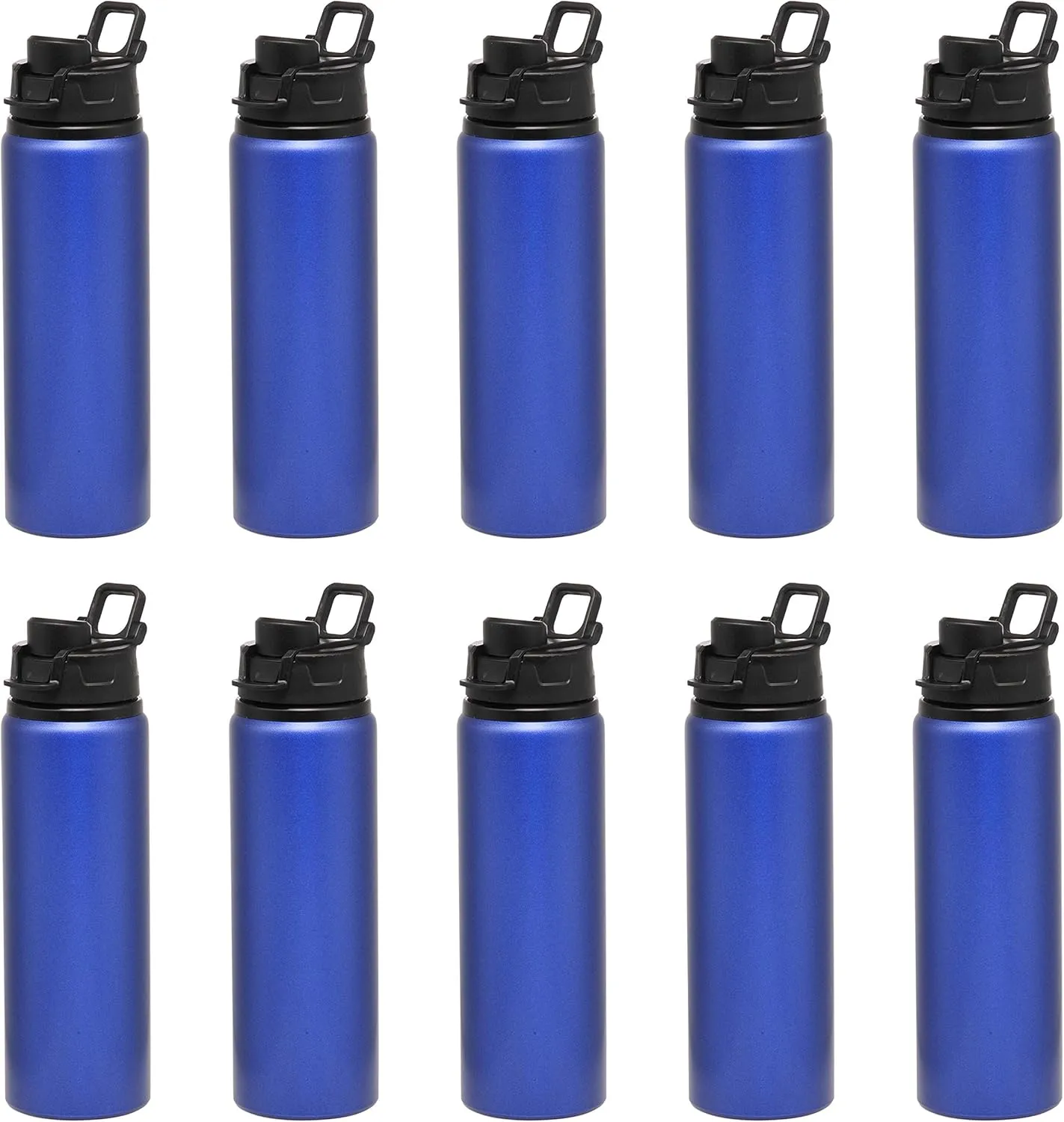 DISCOUNT PROMOS Aluminum Water Bottles with Snap Lids 25 oz. Set of 10, Bulk Pack - Reusable, Great for Gym, Hiking, Cycling, For School - Blue
