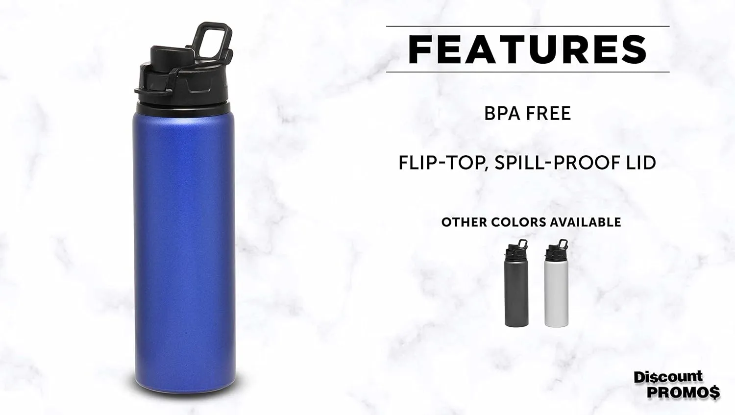 DISCOUNT PROMOS Aluminum Water Bottles with Snap Lids 25 oz. Set of 10, Bulk Pack - Reusable, Great for Gym, Hiking, Cycling, For School - Blue