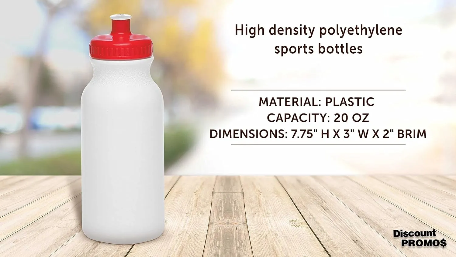 DISCOUNT PROMOS White Water Bottles with Push Cap, 10 pack, 20 oz, Reusable BPA FREE Squeezable Bottles in Bulk, White Red