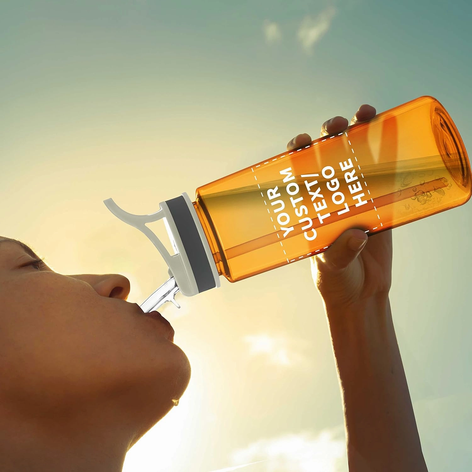 DISCOUNT PROMOS Custom Plastic Sports Bottles with Spill Proof Lids 22 oz. Set of 10, Personalized Bulk Pack - Reusable, With Straw, Perfect for Gym, Outdoor Sports, Home, Office - Orange