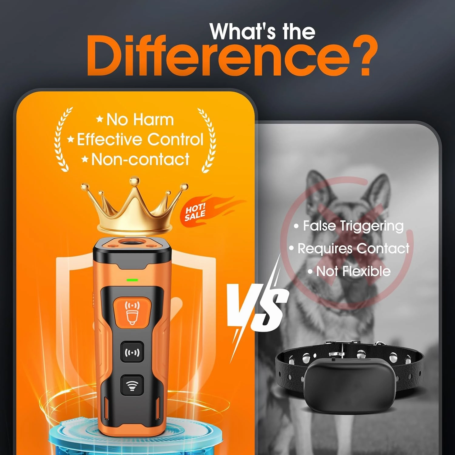Dog Bark Deterrent Devices for Own or Neighbor's Dog Ultrasonic Dog Training Device Safe & Effective Portable Anti Barking Device for Dogs Indoor Outdoor Use Orange