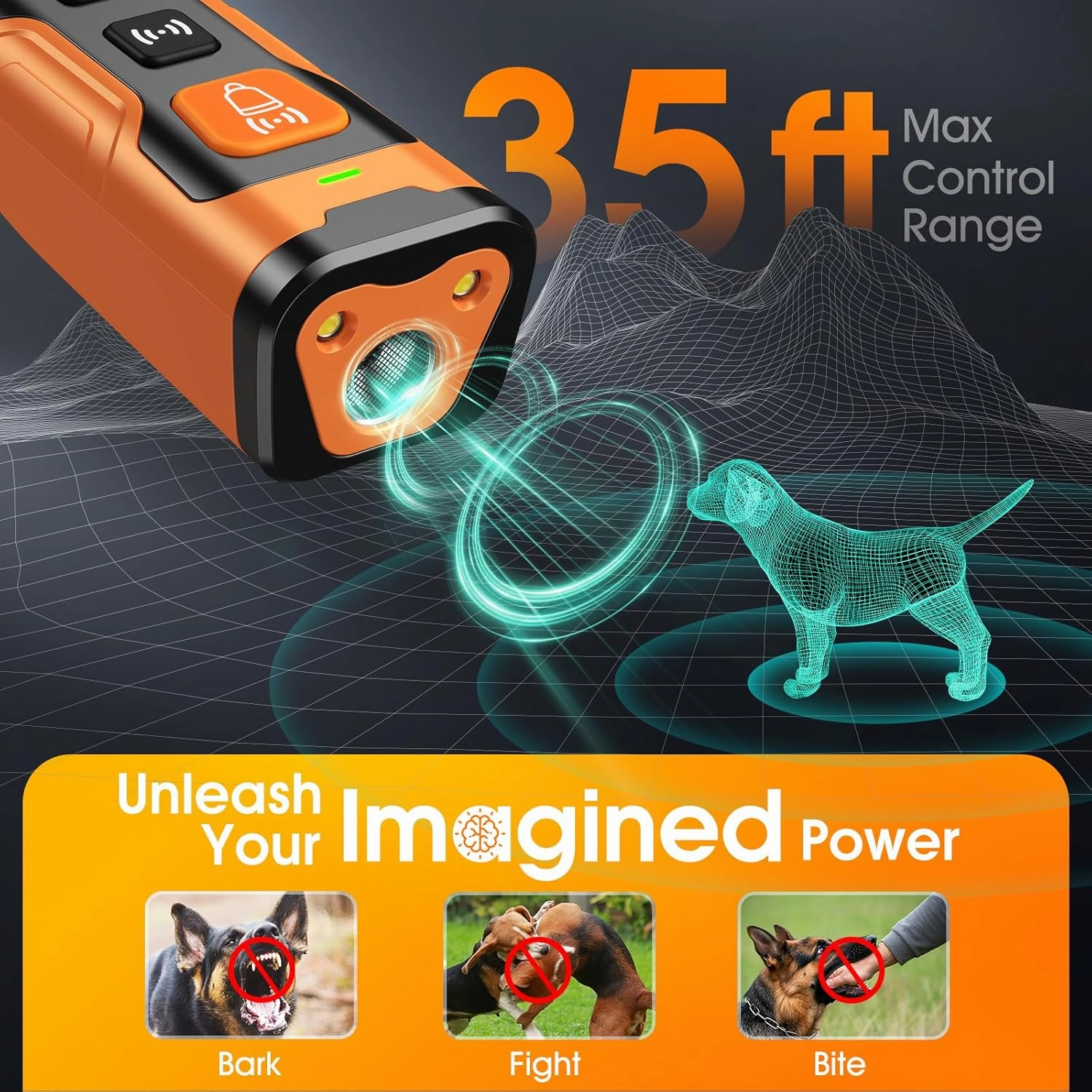Dog Bark Deterrent Devices for Own or Neighbor's Dog Ultrasonic Dog Training Device Safe & Effective Portable Anti Barking Device for Dogs Indoor Outdoor Use Orange