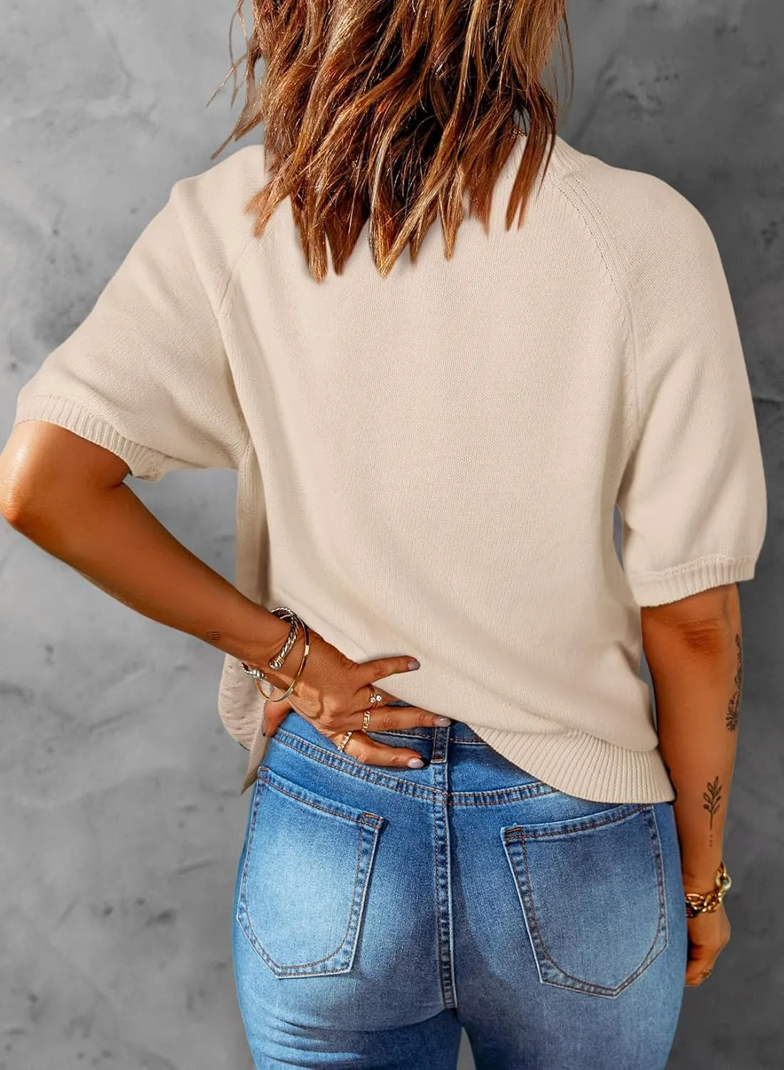Dokotoo Womens Summer Tops 2024 Trendy V Neck Hollow Out Cropped Button Down Shirts Puff Sleeves Blouses