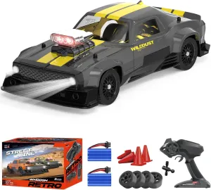 Dollox 1/16 RC Drift Car – 50 KM/H High-Speed 4WD, 2.4GHz Remote Control, LED Lights, Dual Batteries, Extra Drift Tires – Racing Toy & Gift for Boys & Adults