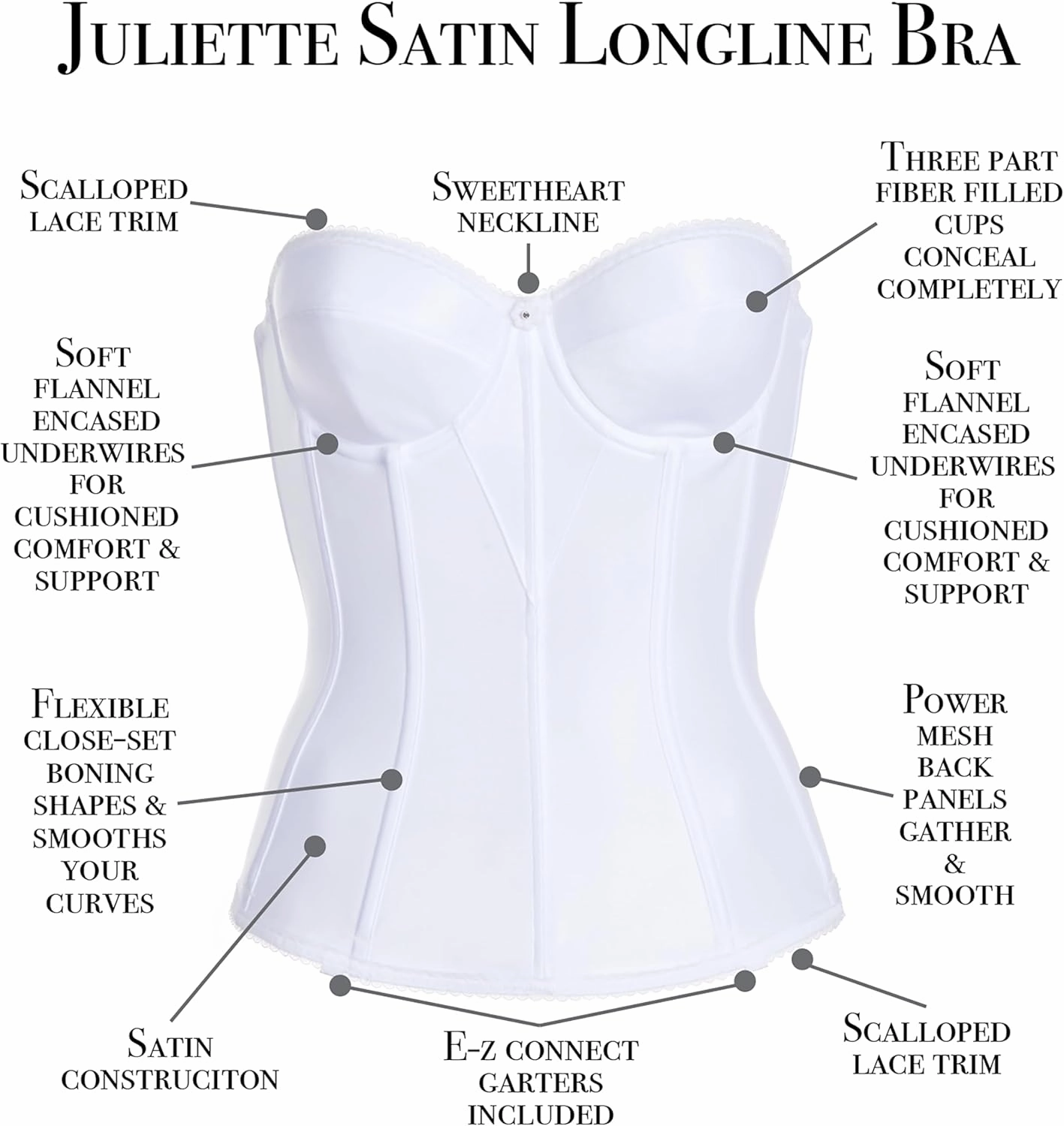 Dominique Women's Juliette Longline Full Figure Corset Bra #8950 (32A-52G)