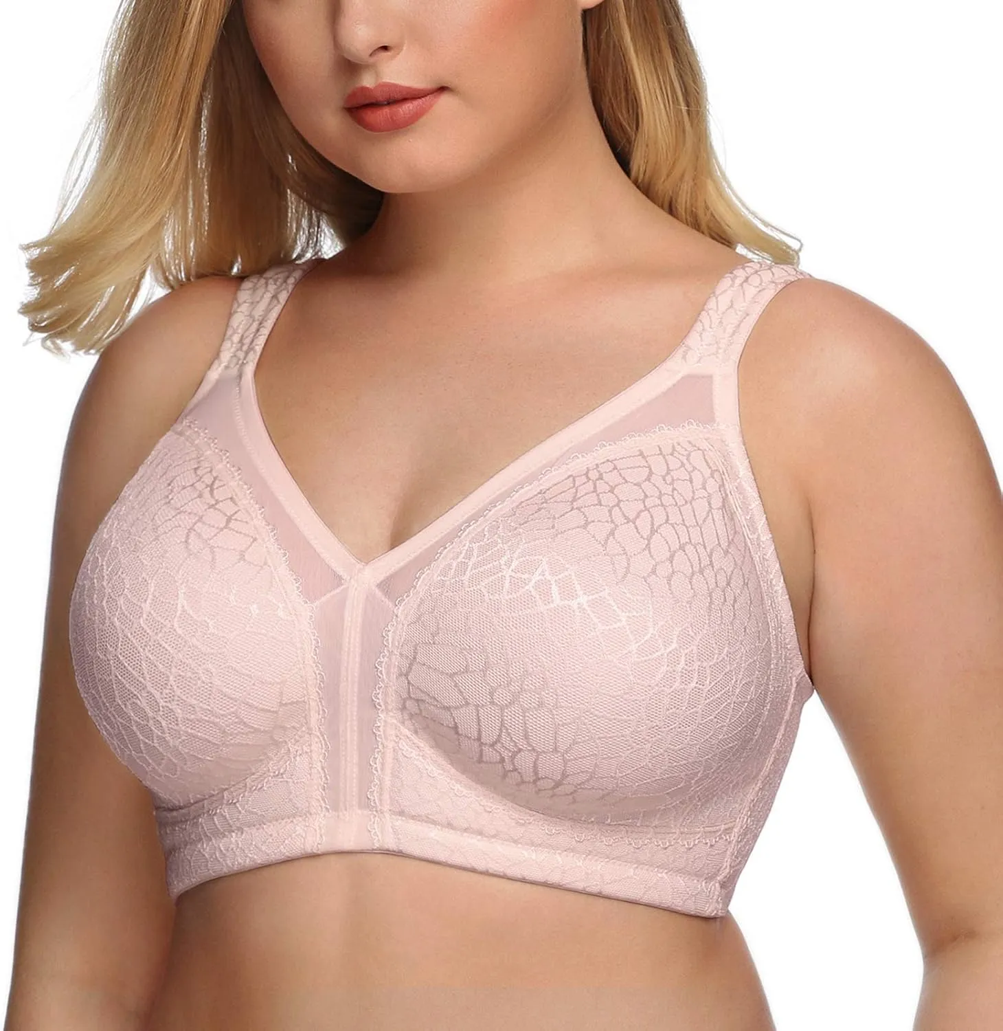 DotVol Women's Full Figure Minimizer Bras Comfort Large Busts Wirefree Non Padded Plus Size Bra