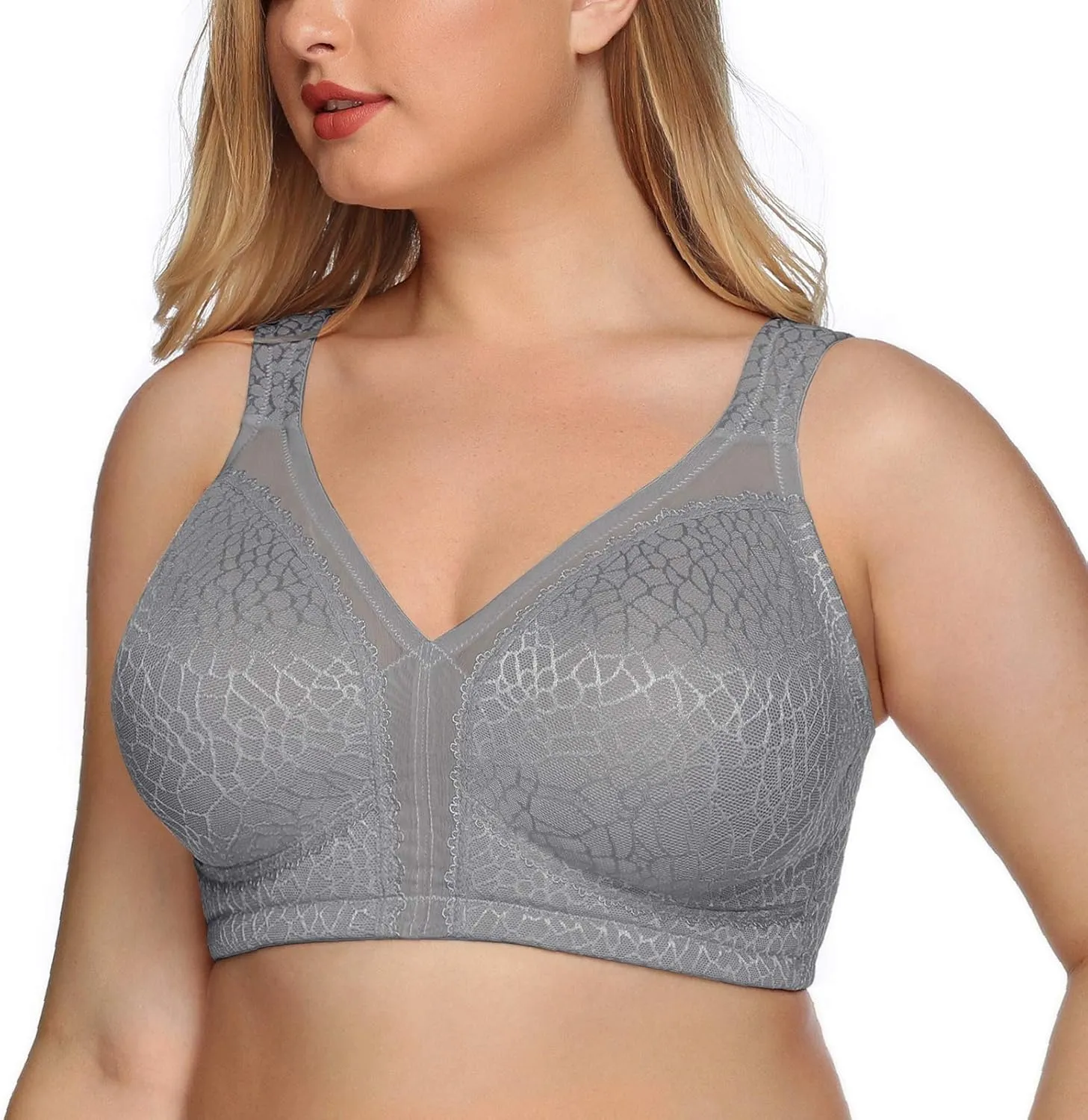 DotVol Women's Full Figure Minimizer Bras Comfort Large Busts Wirefree Non Padded Plus Size Bra