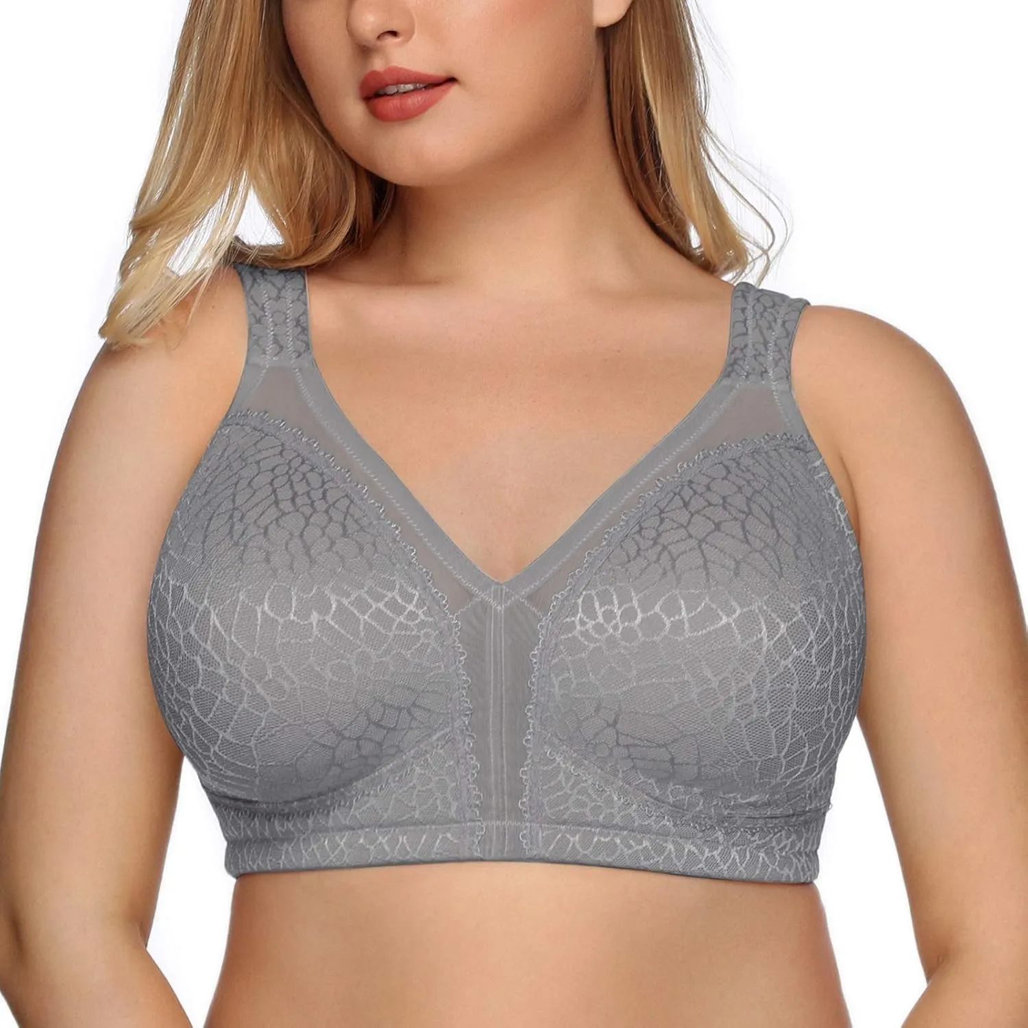 DotVol Women's Full Figure Minimizer Bras Comfort Large Busts Wirefree Non Padded Plus Size Bra