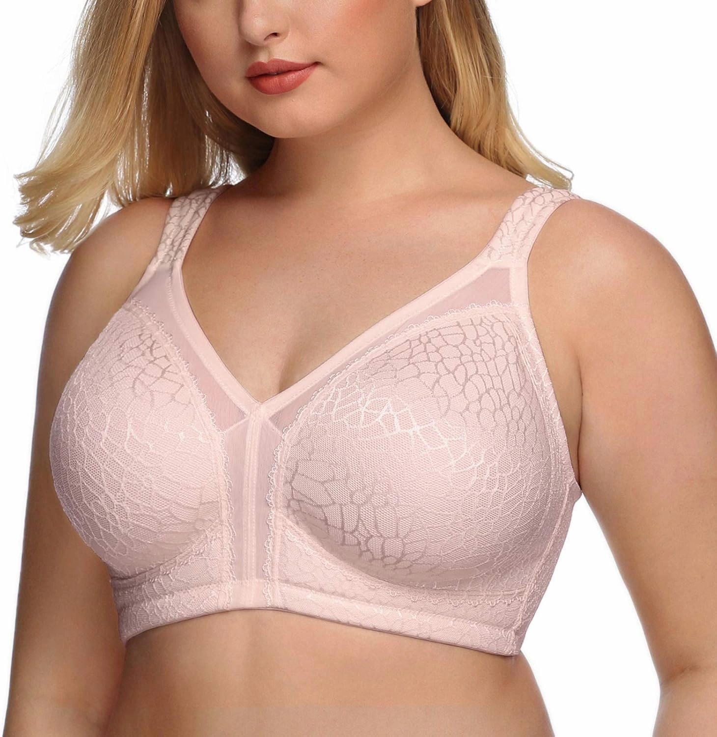 DotVol Women's Full Figure Minimizer Bras Comfort Large Busts Wirefree Non Padded Plus Size Bra