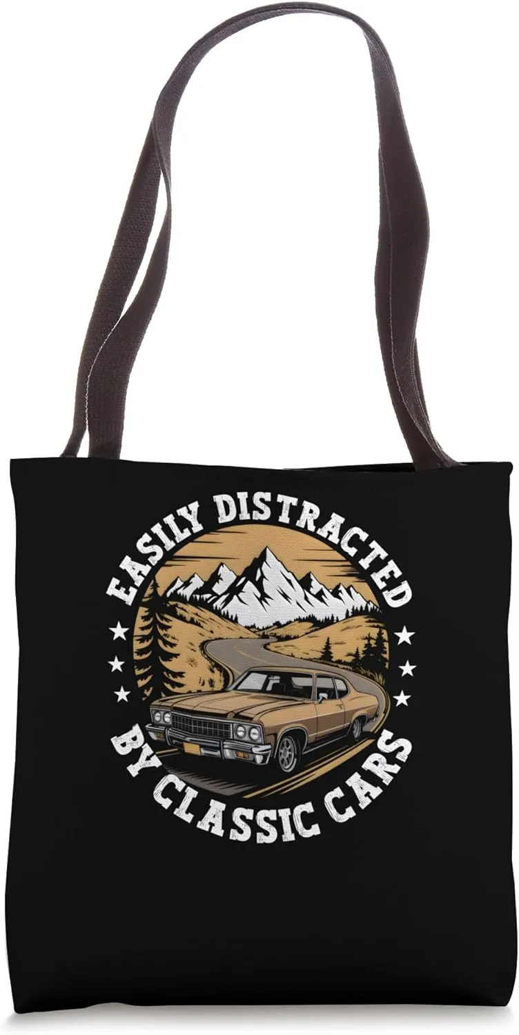Easily Distracted by Classic Cars Vintage Car Lover Tote Bag
