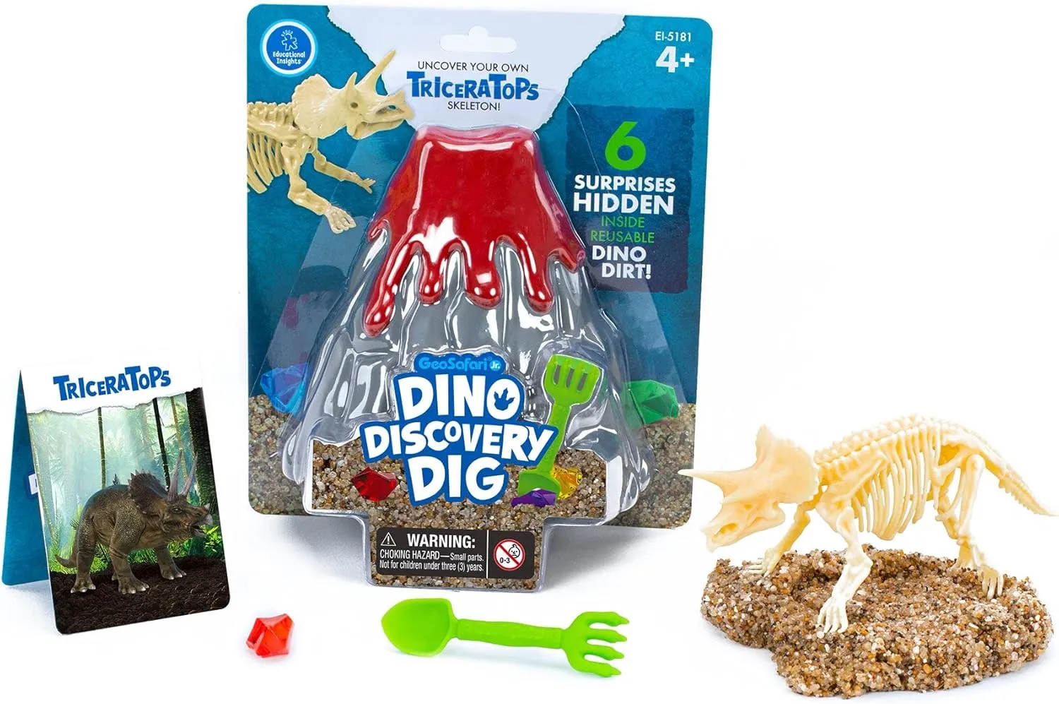 Educational Insights GeoSafari Jr. Dino Discovery Dig Triceratops Fossil Kit, Science Toy, Giftr for Boys & Girls, Ages 4 