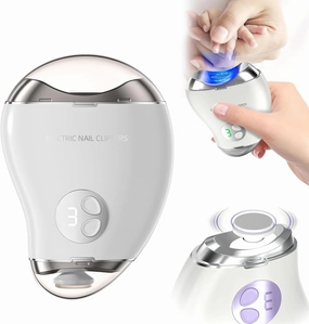 Electric Automatic Nail Clipper Trimmer - 3-in-1 Rechargeable Fingernail Grinder Cutter for Baby Adults Seniors - Heavy Duty Manicure Polisher with Safety LED for Trimming & Polishing Nails