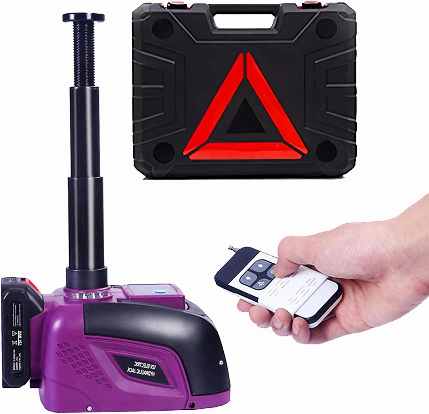 Electric Car Jack Hydraulic Cordless Remote Control 5 Ton 18V Small Portable Cordless Floor Jack Lift for SUV Sedan Vehicle MPV Car Change Tire Emergency Repair Tyre Purple