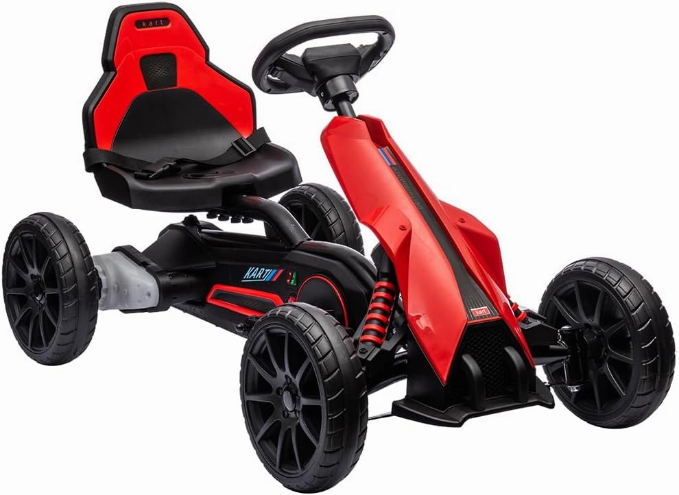 Electric Go Kart for Toddlers,12V Drift Kart with 7Ah Battery 35W Motor, High/Low Safety Speed Max 2.8MPH for Child, Max Load 66lbs, Electric Vehicle Toy for Christmas Birthday Gift, Red