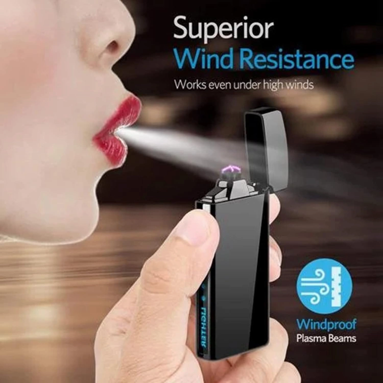 Electric Lighter with Plasma Arc Effect and Touch Sensing Lighting, Plasma Lighters Rechargeable, Windproof USB Electric Lighter Unique Birthday Gifts for Men Dad Husband (Business Black)