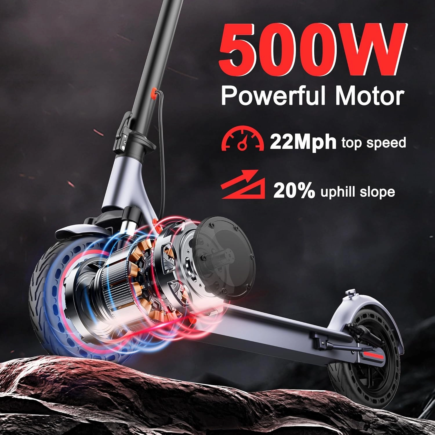 Electric Scooter, 8.5" /10“Tire, 16/19/22Mph Top Speed, 12/22/28 Miles Long Range, Folding Escooter for Adults and Teens with Dual Braking,Dual Suspension, App