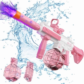 Electric Water Gun Toy with Light, Automatic Water Gun with up to 32 Ft Long Range, Summer Outdoor Toys Swimming Pool Party Beach Activity, Pink