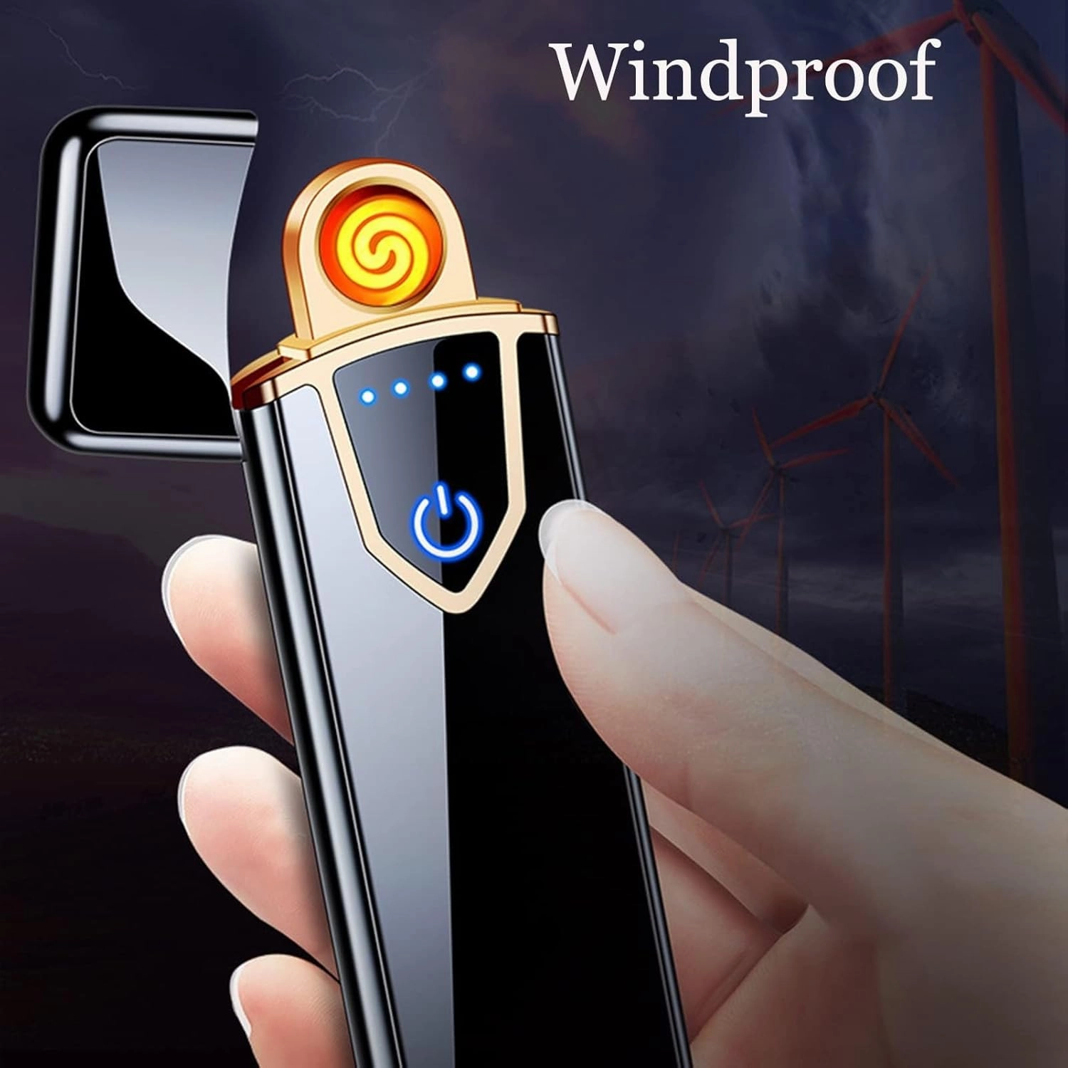 Electronic lighter, rechargeable lighter touch ignition USB rechargeable electric lighter, windproof plasma candle lighter, cigarette, power indicator light flameless lighter boyfriend gift(Color:Red)