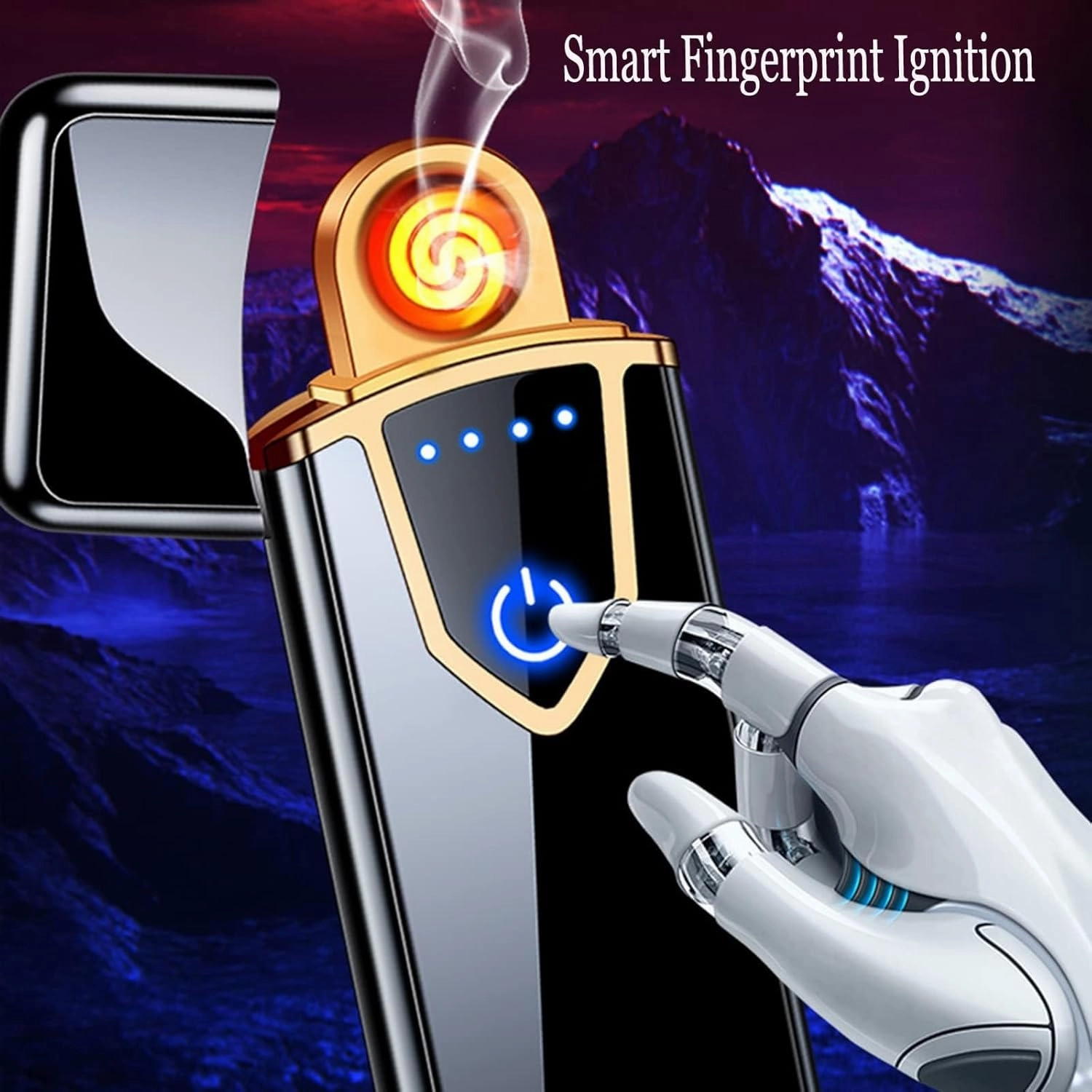 Electronic lighter, rechargeable lighter touch ignition USB rechargeable electric lighter, windproof plasma candle lighter, cigarette, power indicator light flameless lighter boyfriend gift(Color:Red)