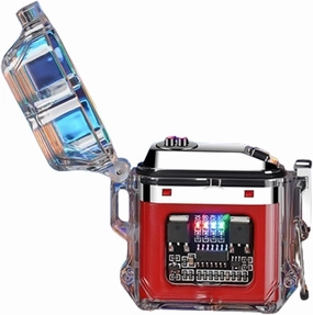 Electronic Windproof Lighter Rechargeable USB Outdoor Water Proof Lighters for Wild Camping Mountaineering Survival... (Color : Red)
