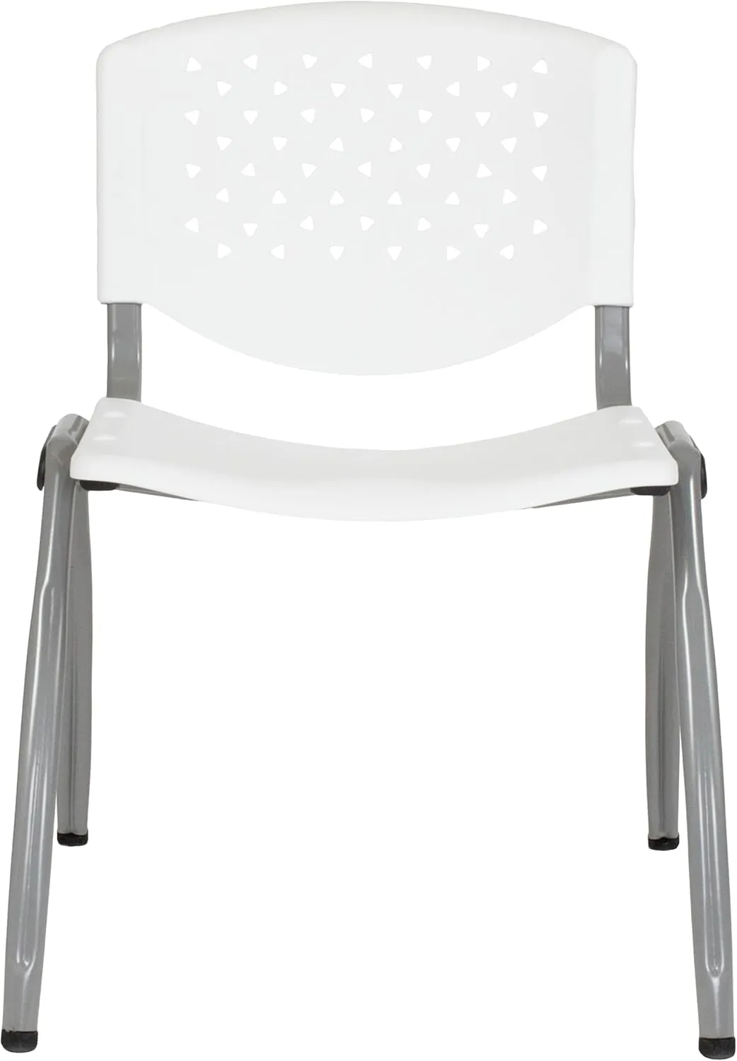 EMMA   OLIVER Home and Office White Plastic Stack Chair with Perforated Back - Guest Chair