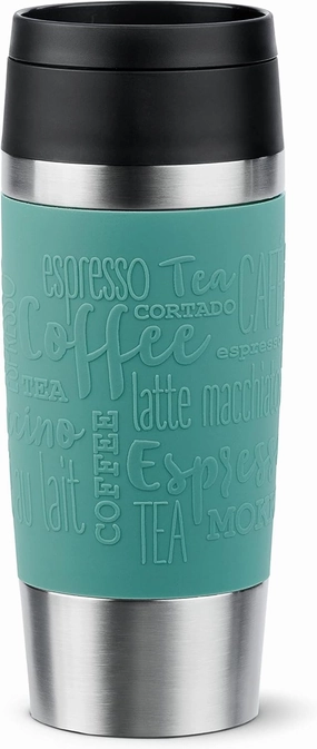 Emsa N20210 Travel Mug Classic Insulated Tumbler 0.36 L Stainless Steel with Comfort Screw Closure 4 Hours Hot 8 Hours Cold 100% Leakproof Dishwasher Safe 360° Opening Colour