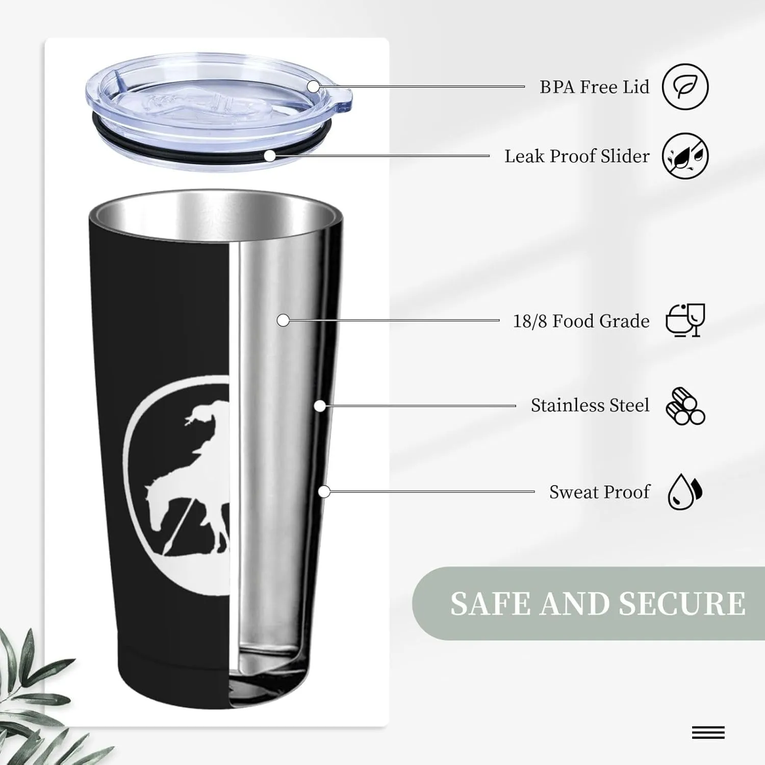 End Trail Native American Indian Warrior Cup 20oz Stainless Steel Straw Cover Cup, Car Cup, Coffee Cup, Cup With Cover Suitable For Cars And Offices Black