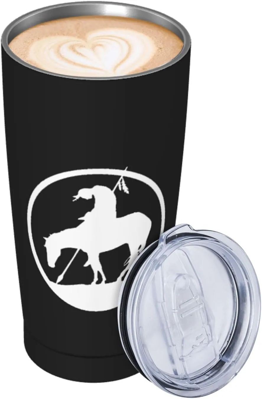 End Trail Native American Indian Warrior Cup 20oz Stainless Steel Straw Cover Cup, Car Cup, Coffee Cup, Cup With Cover Suitable For Cars And Offices Black