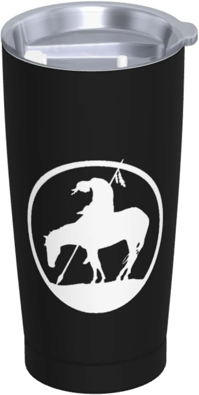 End Trail Native American Indian Warrior Cup 20oz Stainless Steel Straw Cover Cup, Car Cup, Coffee Cup, Cup With Cover Suitable For Cars And Offices Black