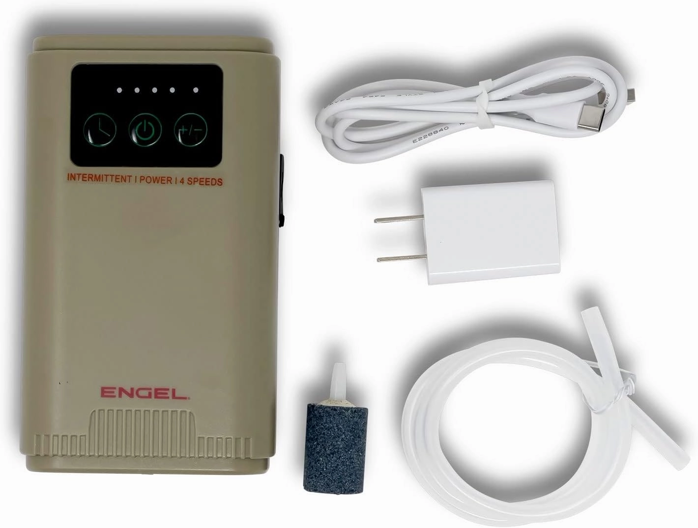 ENGEL Ultra Quiet Lithium-Ion USB Rechargeable Live Bait Aerator Pump & Bubbler with Universal Clip fits Most Bait Buckets (Tan)