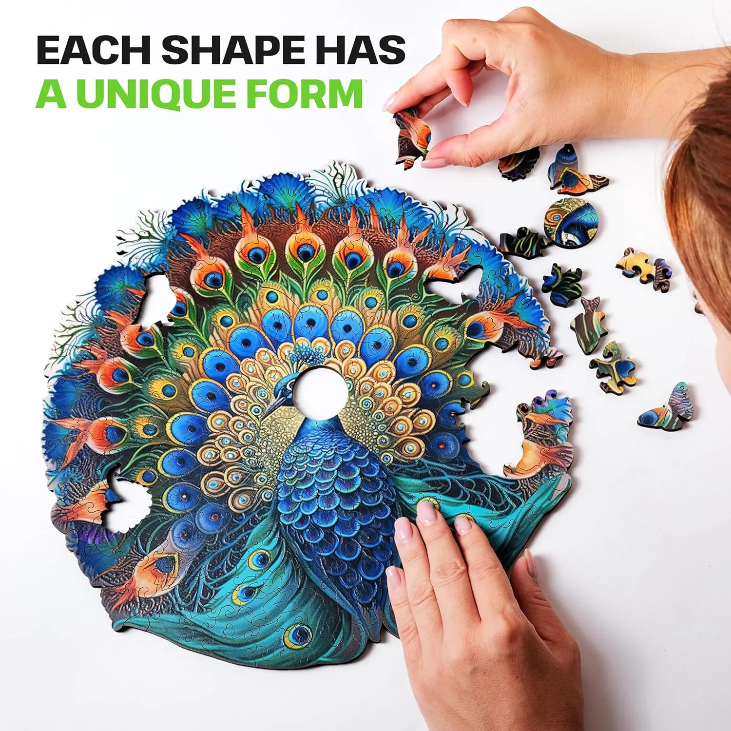 ESC WELT Wooden Peacock Puzzles 300 Pieces Captivating Mind Game for Teens and Adults Educational Toy Fun Eco Friendly Challenge Game Wooden Puzzle