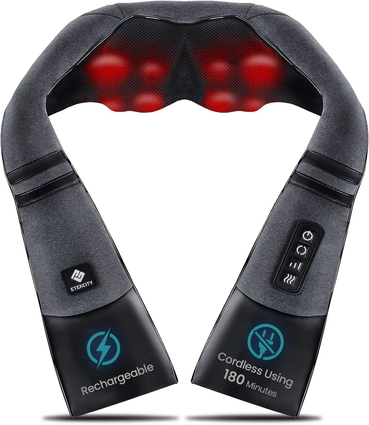 Etekcity FSA HSA Eligible Cordless Neck Massager with Heat for Pain Relief Deep Tissue, FSA Wearables, Rechargeable Shiatsu Back Shoulder Massage Tool, Best Gift for Mother, Father, Women, Men