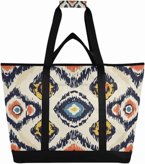 Ethnic Prints Reusable Insulated Lunchbox Cooler Bag, Leakproof Kitchen Grocery Bag Collapsible Portable Cooler Tote Bag for Picnic, Camping, Office, Travel